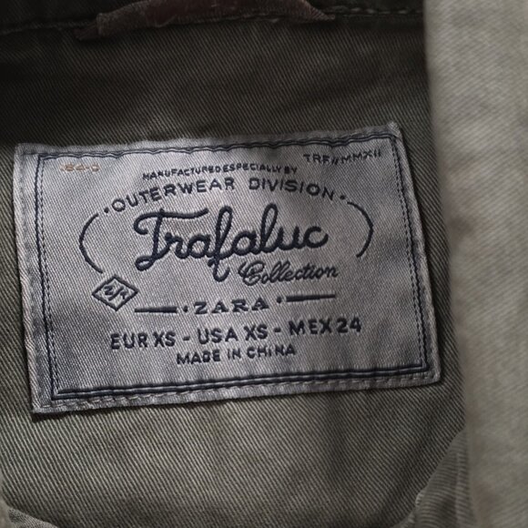 Zara Jacket Women XS Green Buttons Cotton LS Embellished Grunge Cottagecore Boho - Picture 3 of 16